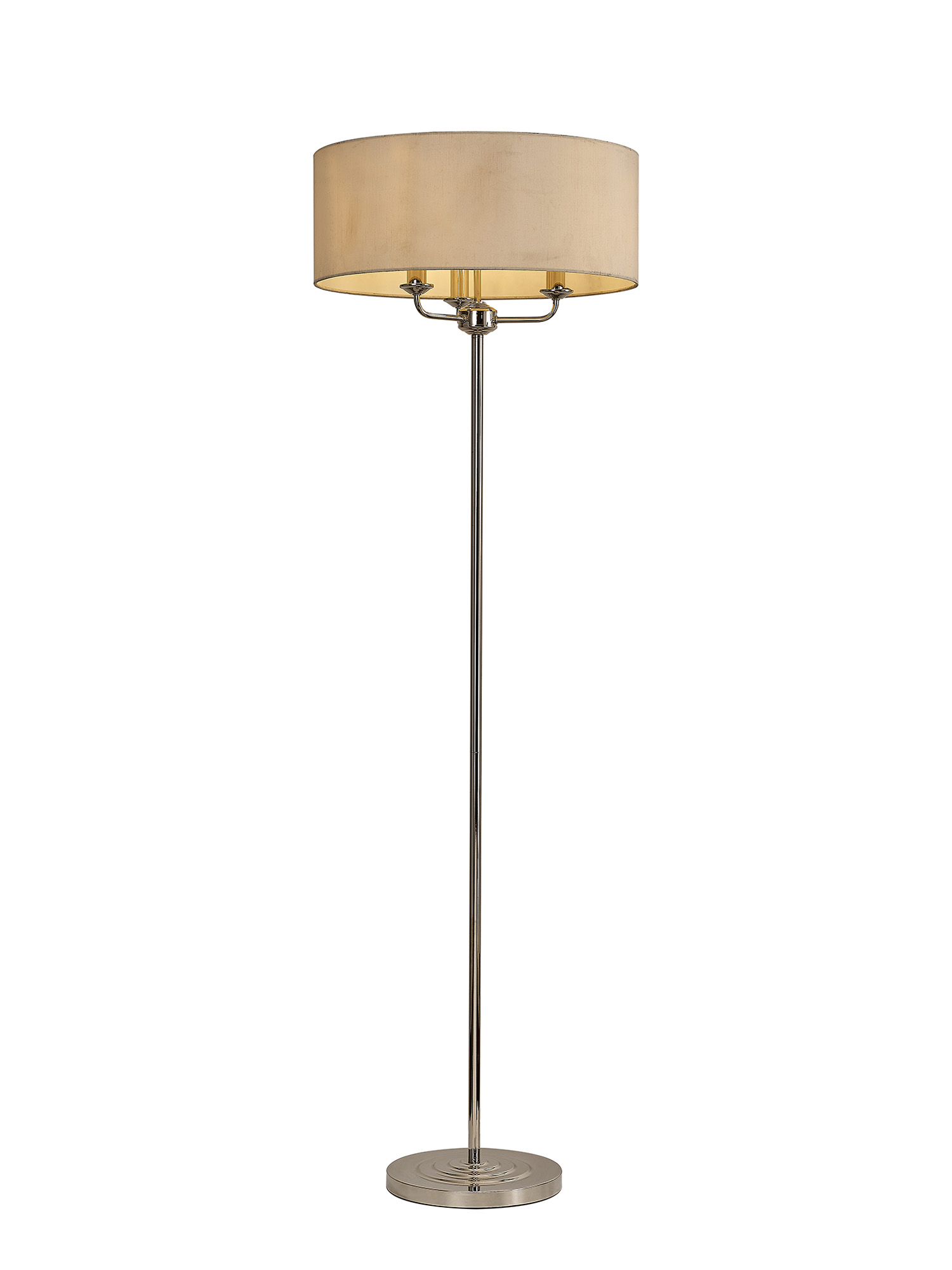 DK0895  Banyan 45cm 3 Light Floor Lamp Polished Nickel; Ivory Pearl